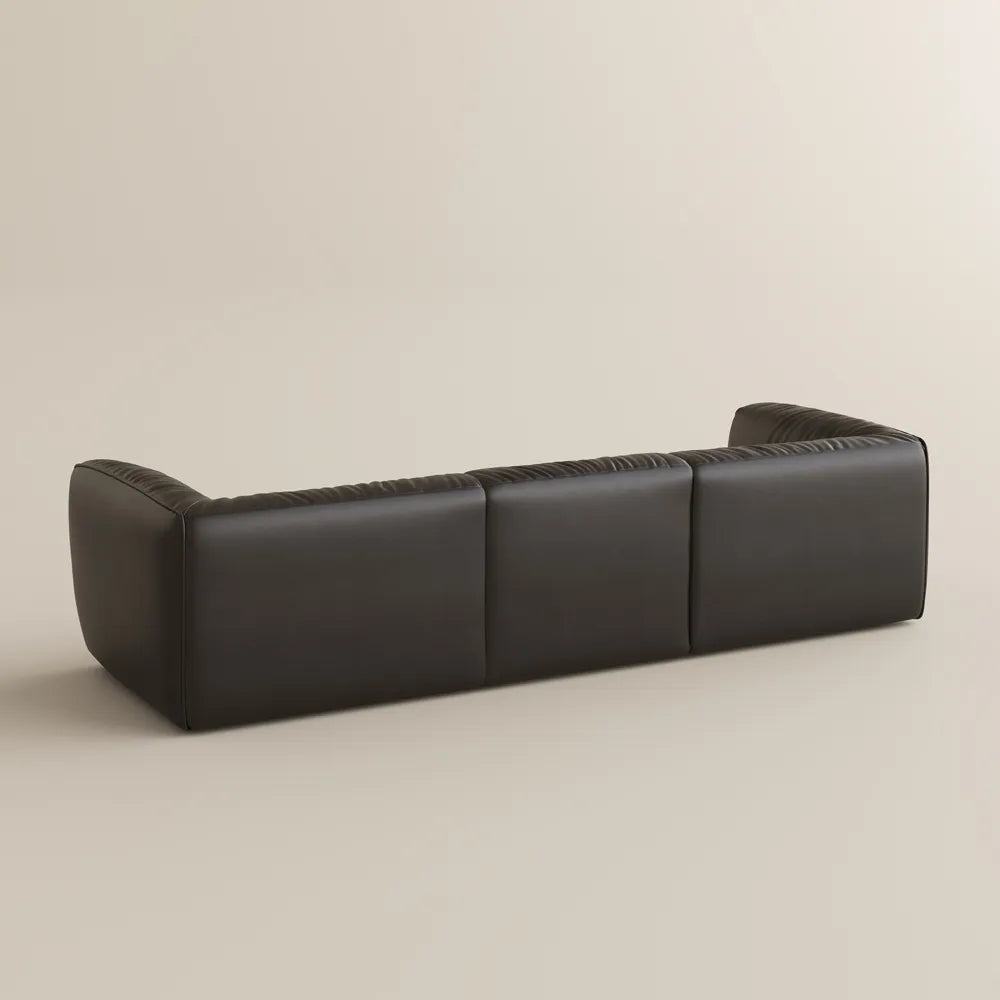 122 Inch Brown Genuine Leather Loveseat Sofa Mid Century Modern Couch