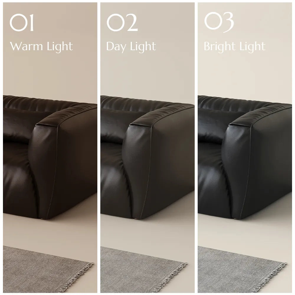 122 Inch Brown Genuine Leather Loveseat Sofa Mid Century Modern Couch