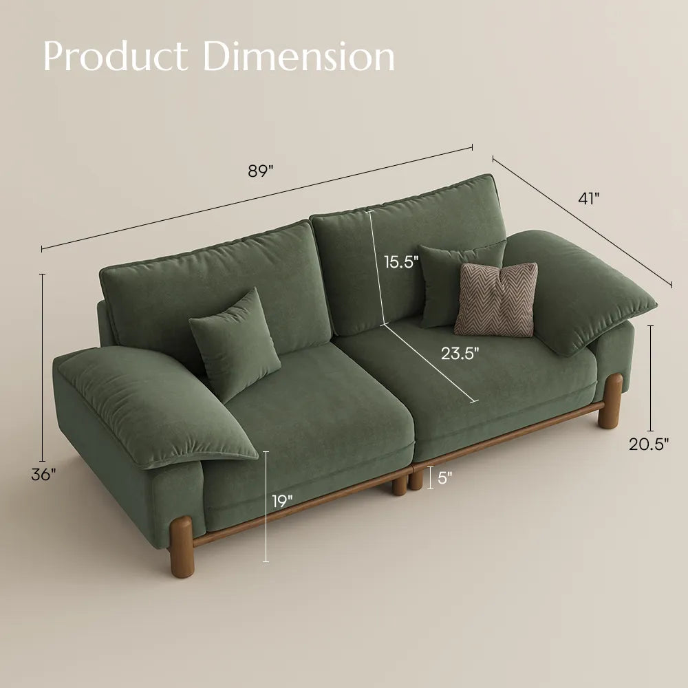Atticus Mid-Century Small Space Sofa - 2-3 Seats, with Pet-Friendly Fabric