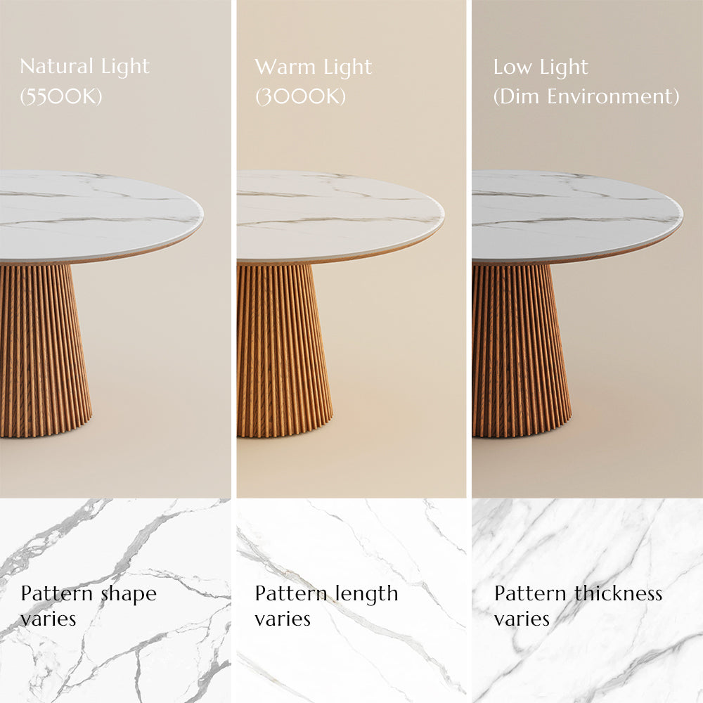 Silva – Table à manger ronde moderne du milieu du siècle en pierre frittée brillante