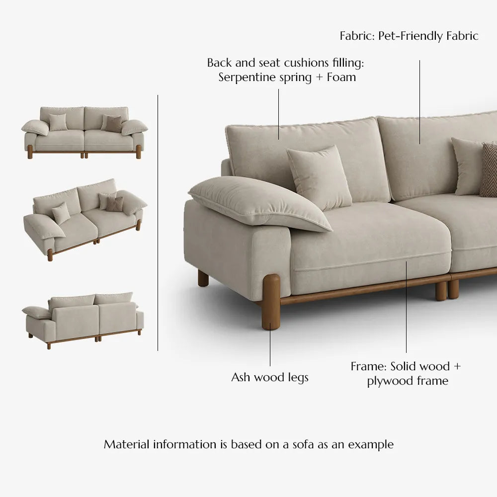 Atticus Mid-Century Small Space Sofa - 2-3 Seats, with Pet-Friendly Fabric