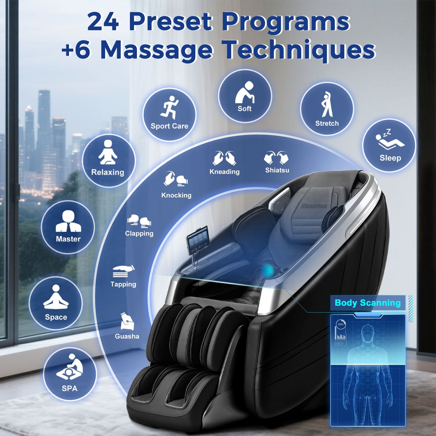 IBM-P03 Dual Mech Ultimate 4D Mimic Space Capsule 180° Zero Gravity Massage Chair