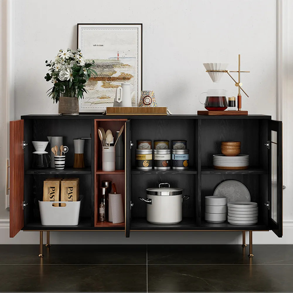 Buffet en bois massif de style Mid-Century moderne de 55 po 