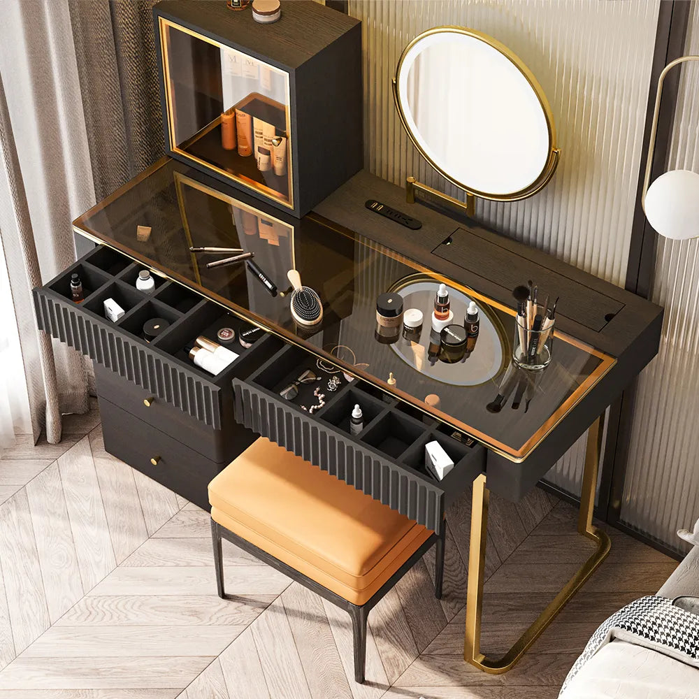Ensemble de coiffeuse de maquillage moderne du milieu du siècle