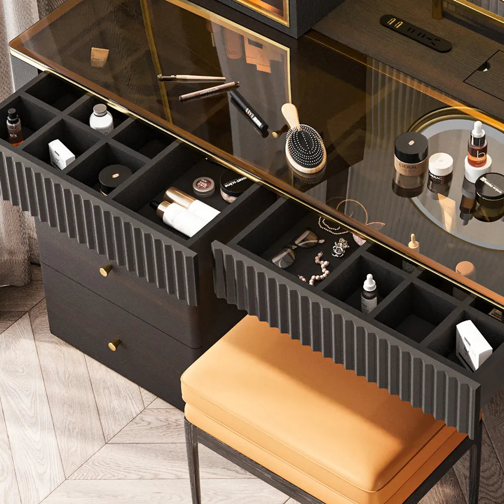 Ensemble de coiffeuse de maquillage moderne du milieu du siècle