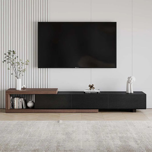 Meuble TV rétractable moderne en bois avec 3 tiroirs 