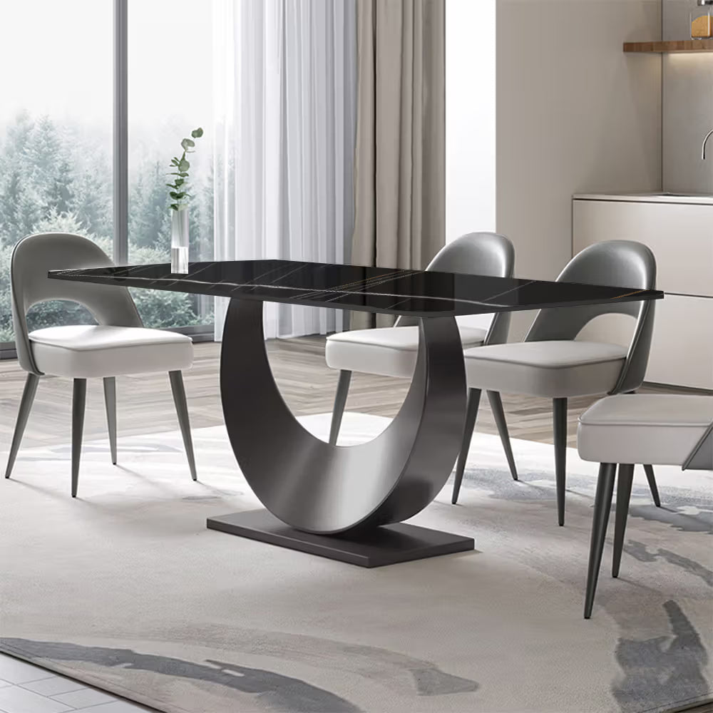 71"Modern Minimalist Black Dining Table for4-6