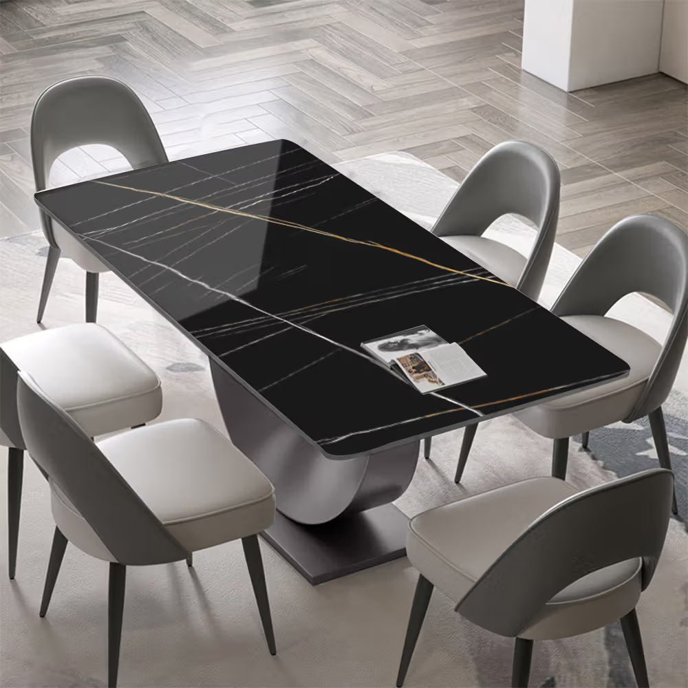 71"Modern Minimalist Black Dining Table for4-6