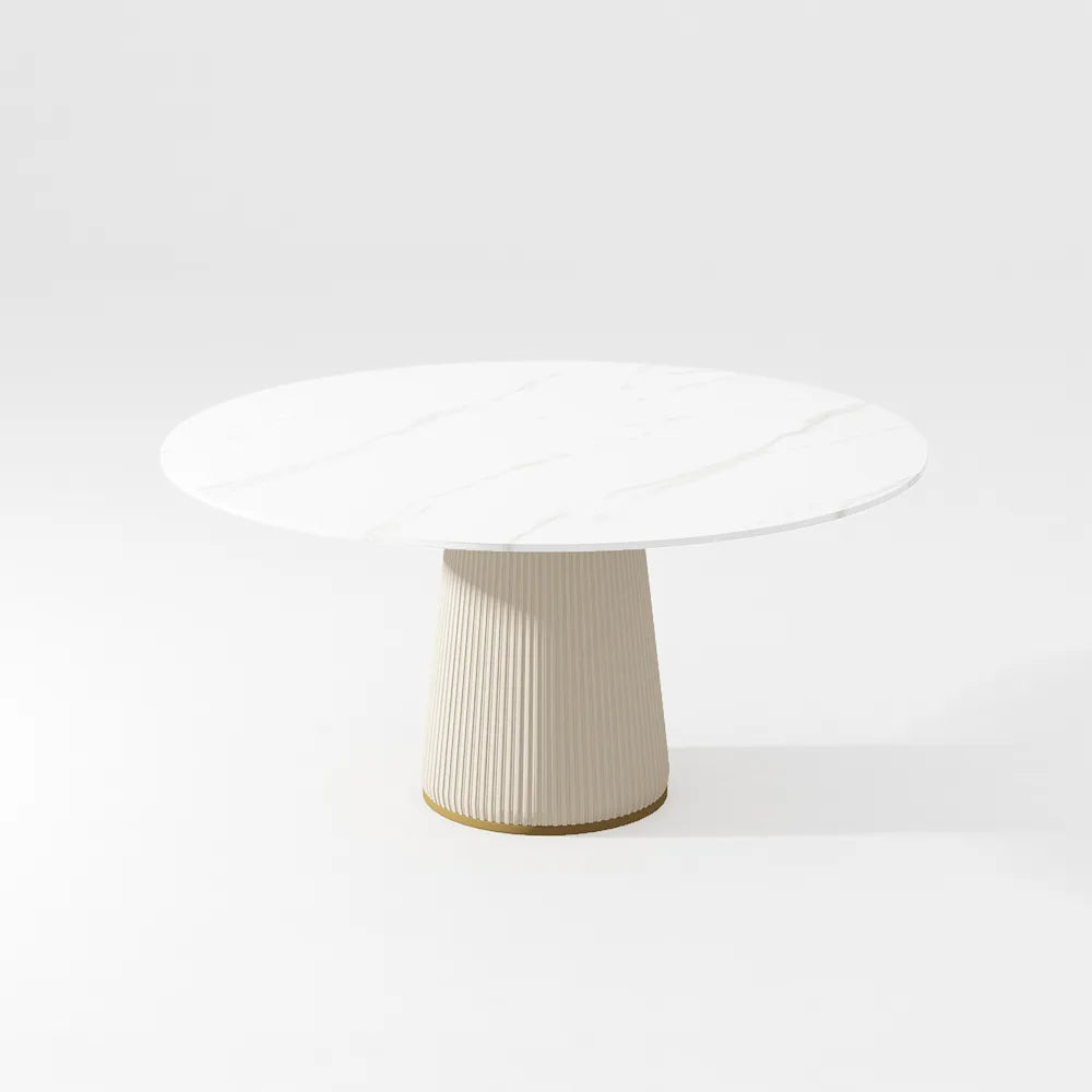 Table à manger ronde en pierre frittée mate Lira (47 po) 