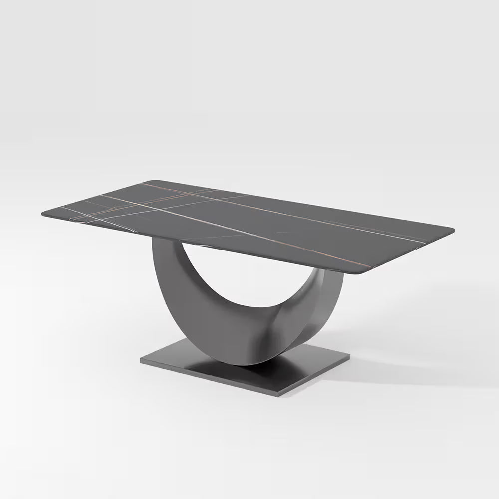71"Modern Minimalist Black Dining Table for4-6