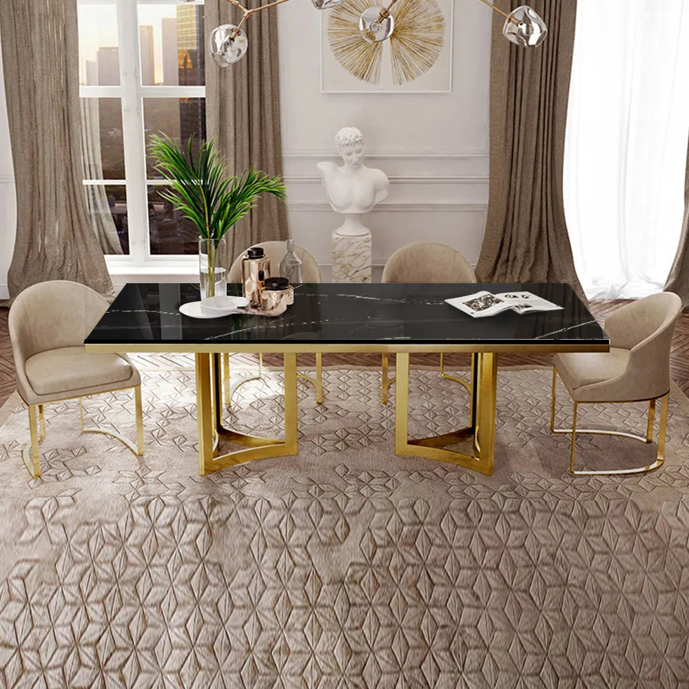 Table à manger moderne Bura en faux marbre de 55 po