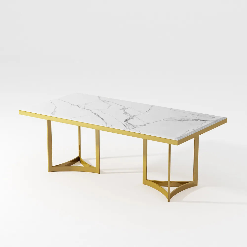 Table à manger moderne Bura en faux marbre de 71 po