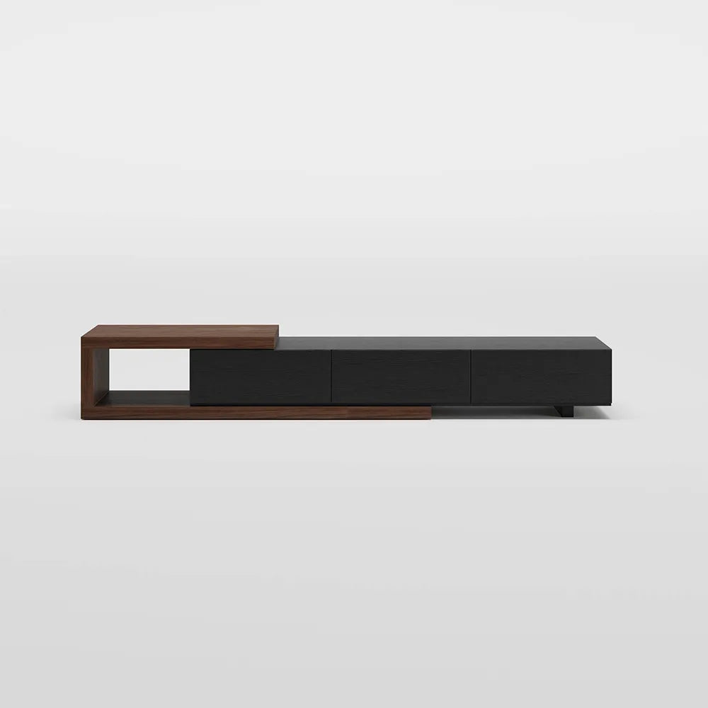 Meuble TV rétractable moderne en bois avec 3 tiroirs 