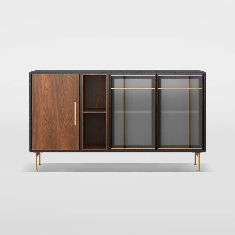 Buffet en bois massif de style Mid-Century moderne de 55 po 
