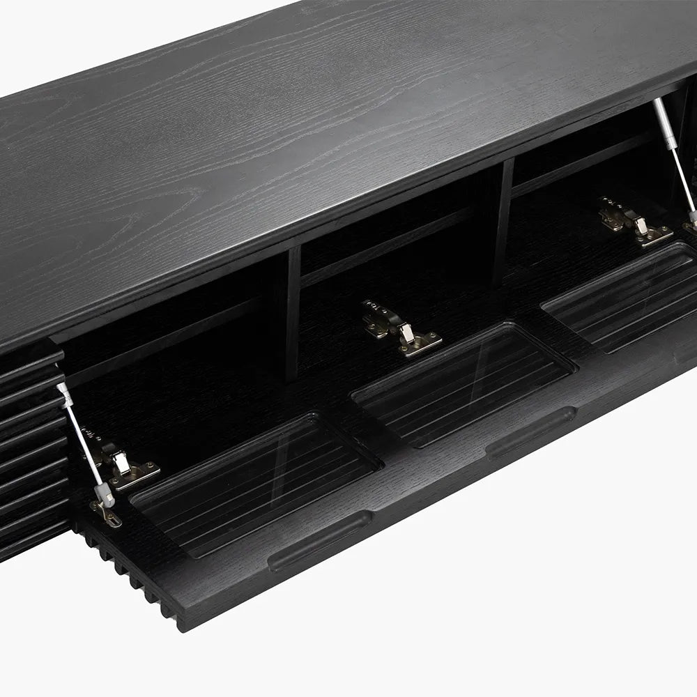 Meuble TV cannelé minimaliste avec tiroirs 