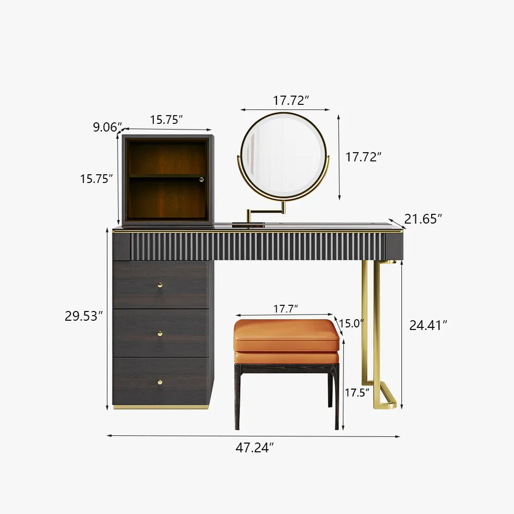 Ensemble de coiffeuse de maquillage moderne du milieu du siècle