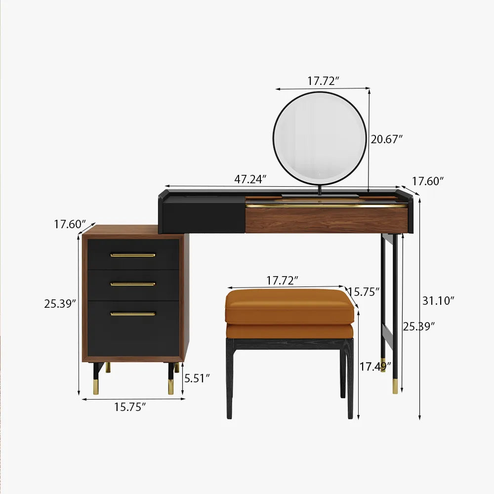 Ensemble de coiffeuse de 47 pouces avec 5 tiroirs