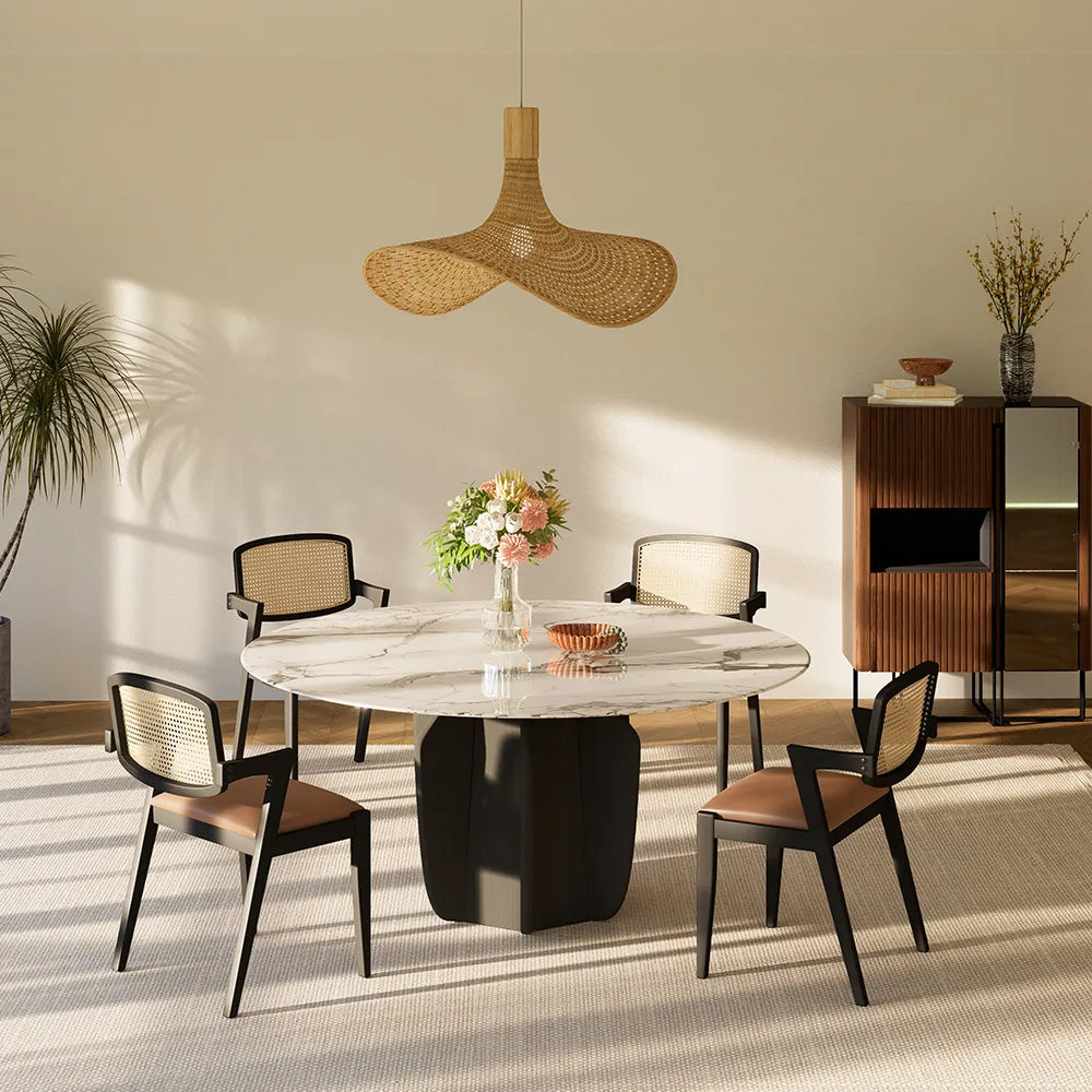 Table à manger ronde moderne du milieu du siècle de 51,18 po 