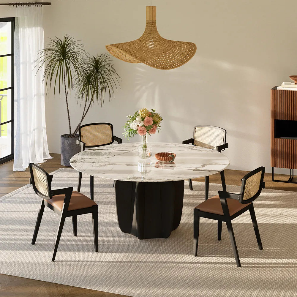 Table à manger ronde moderne du milieu du siècle de 51,18 po 