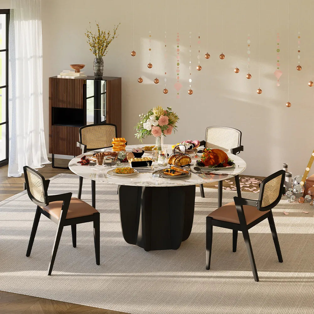 Table à manger ronde moderne du milieu du siècle de 51,18 po 