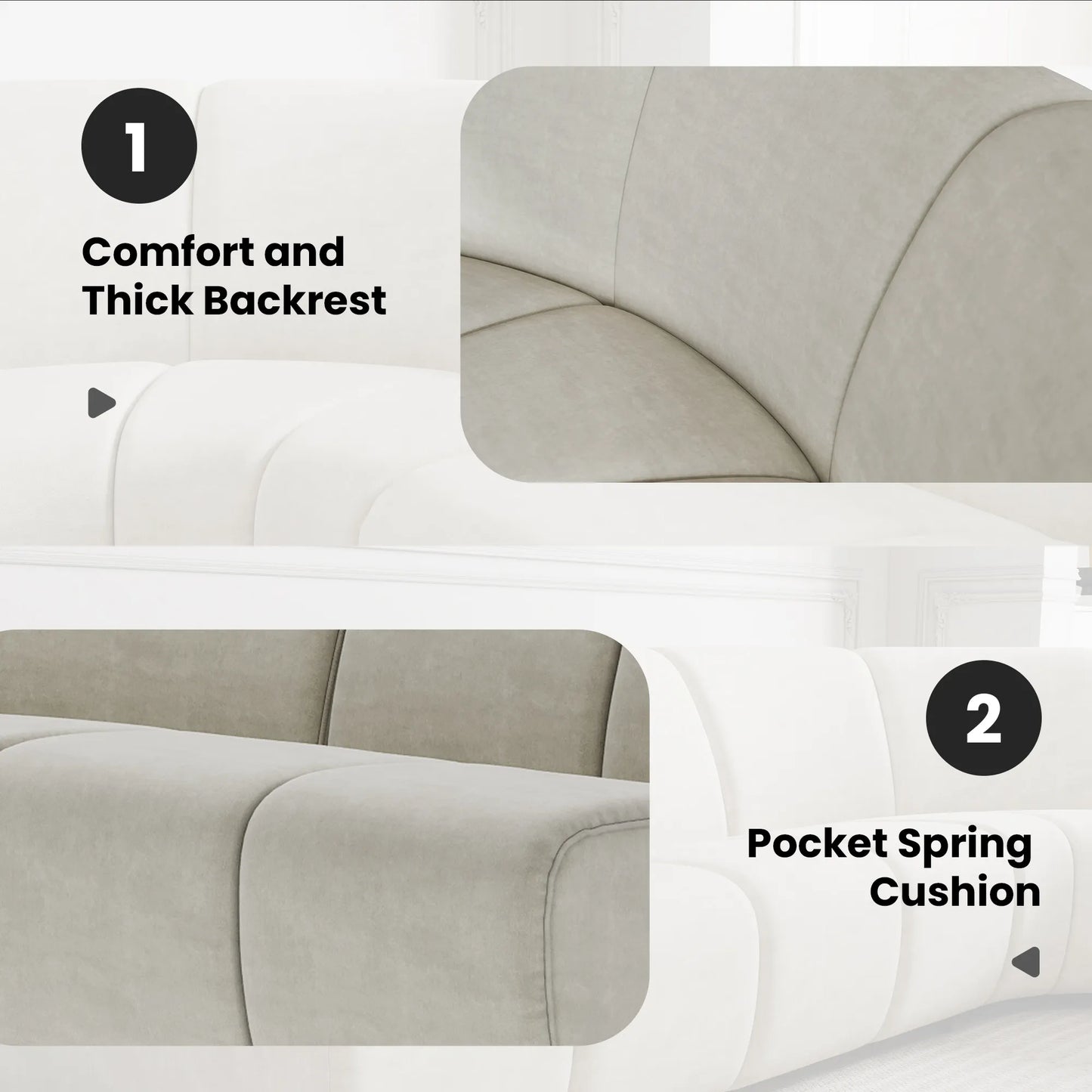 Canapé incurvé minimaliste moderne de 86,61 pouces