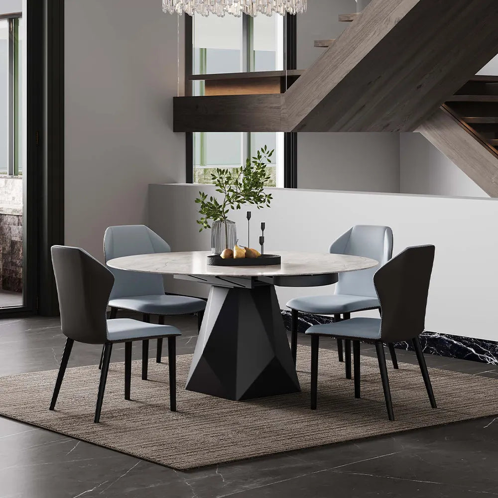 Table à manger ronde extensible moderne de 53 pouces 