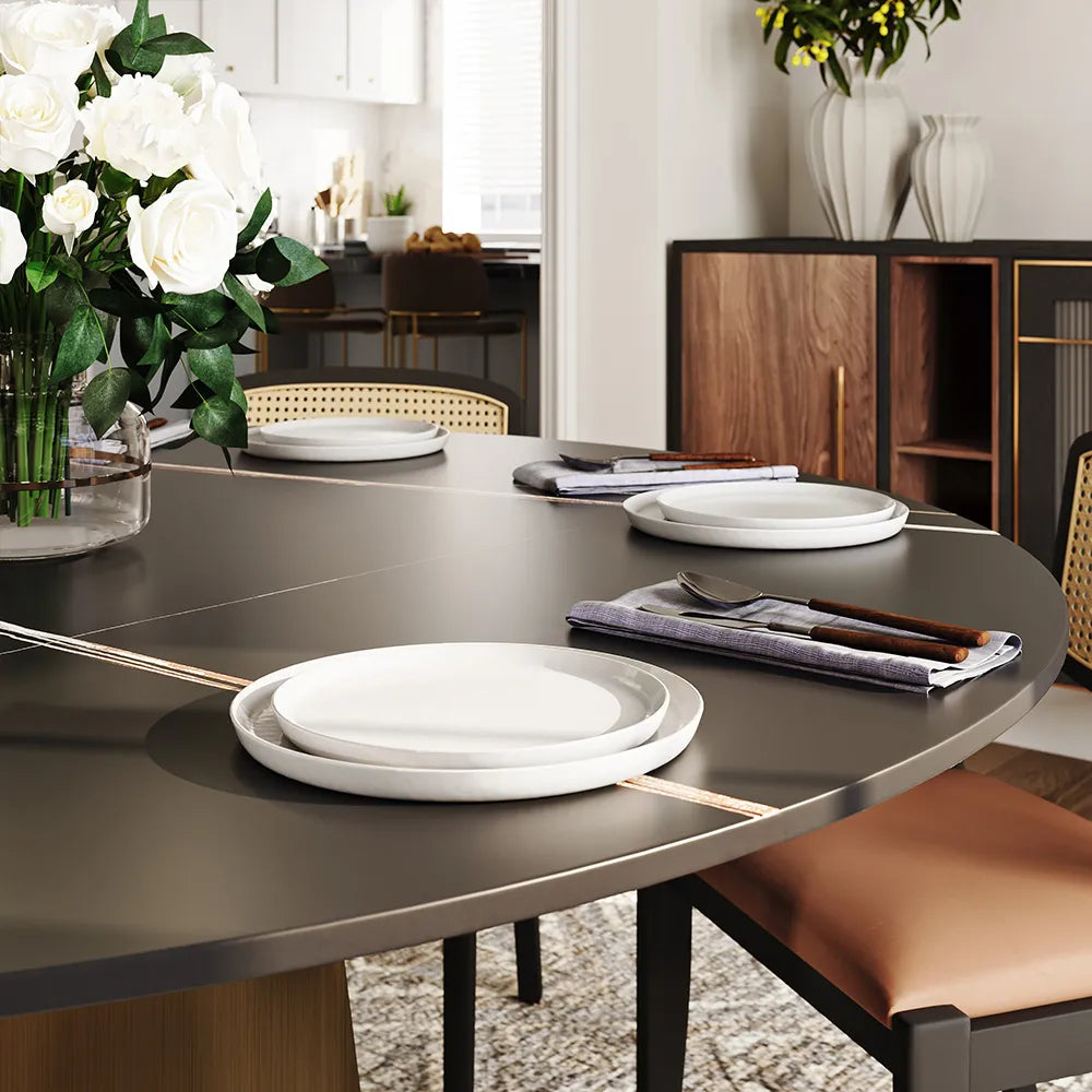 Vera - Table à manger ronde en pierre frittée mate 