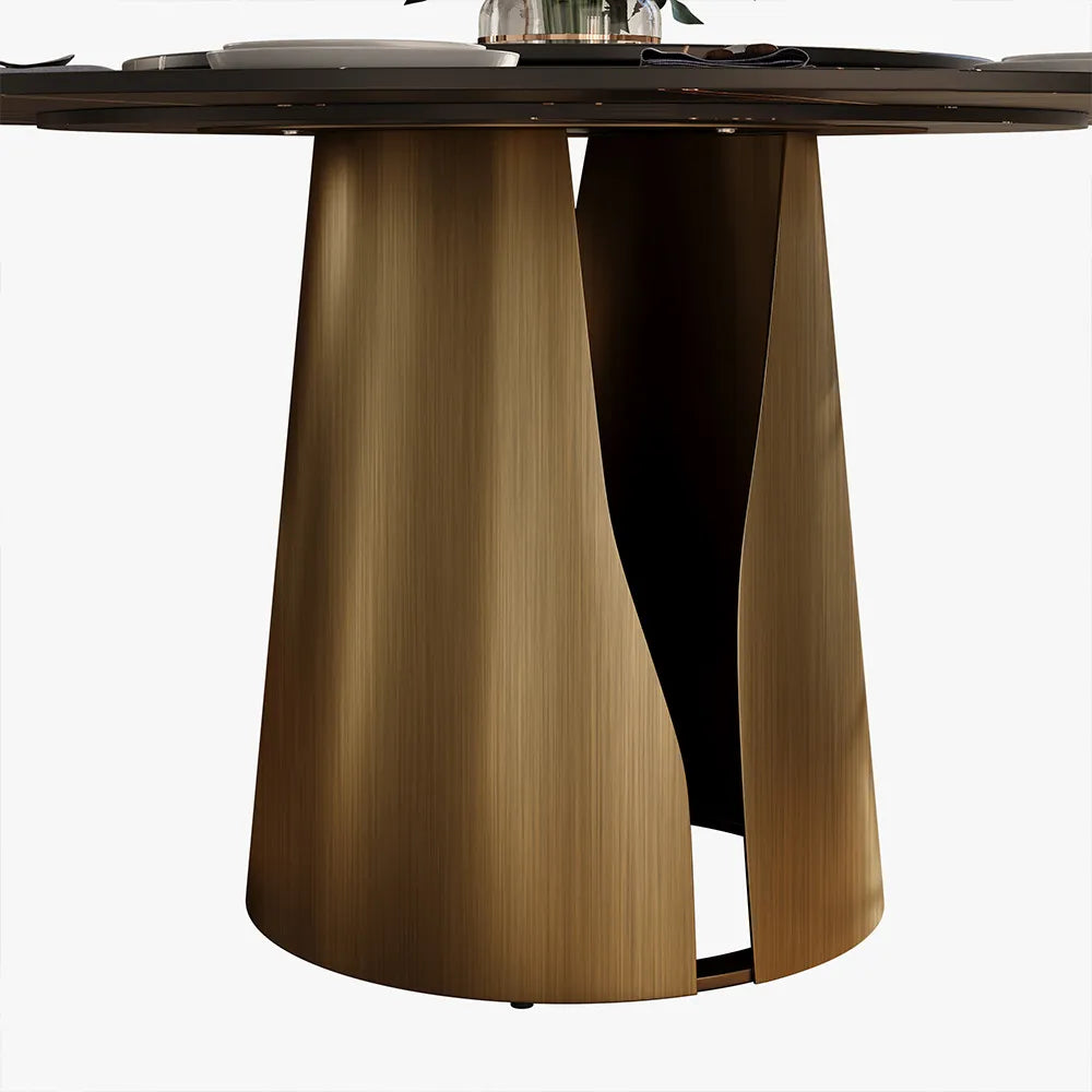 Vera - Table à manger ronde en pierre frittée mate 