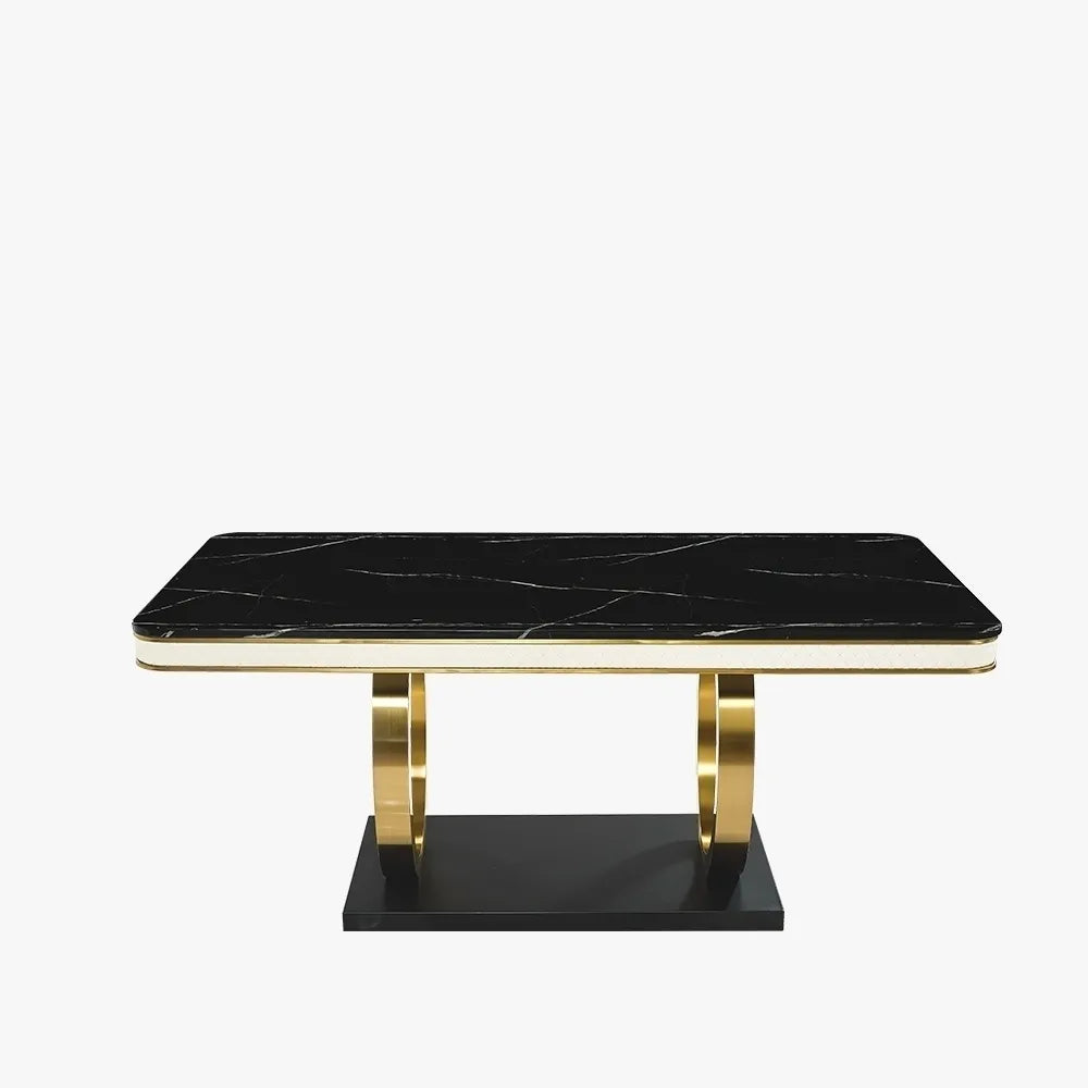Table à manger moderne en faux marbre noir de 55 po pour 4 personnes 