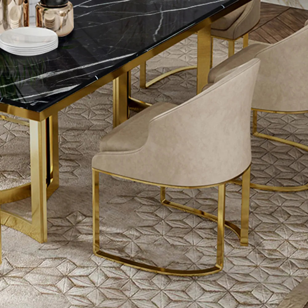 Table à manger moderne Bura en faux marbre de 55 po