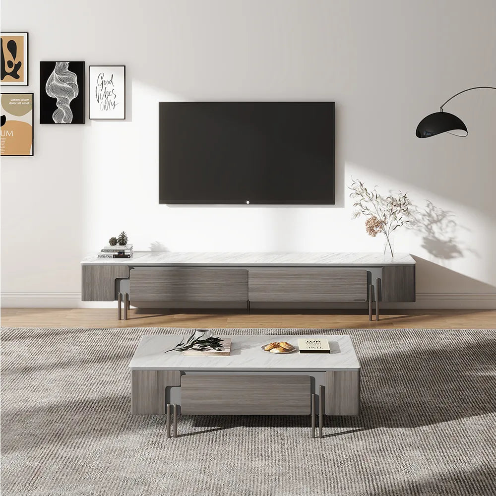 51.18" Modern Minimalist Oak Veneer Coffee Table