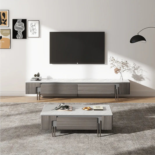 51.18" Modern Minimalist Oak Veneer Coffee Table