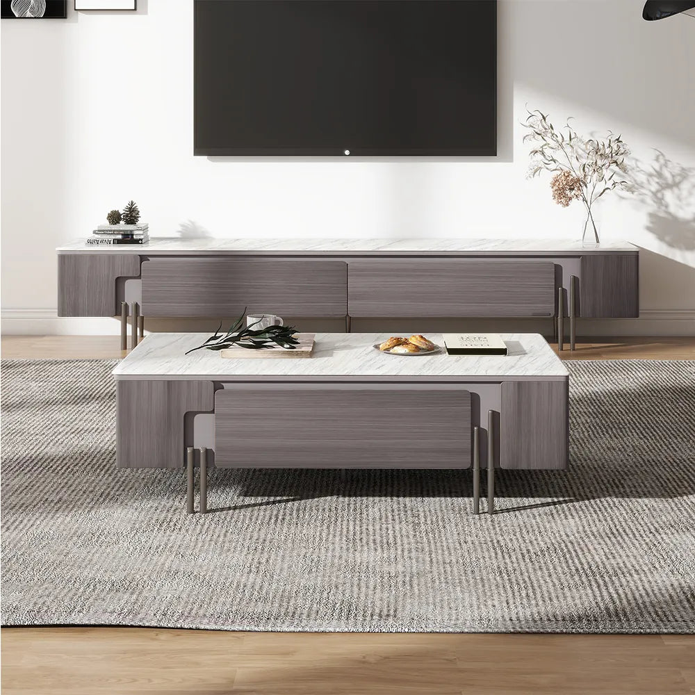 51.18" Modern Minimalist Oak Veneer Coffee Table