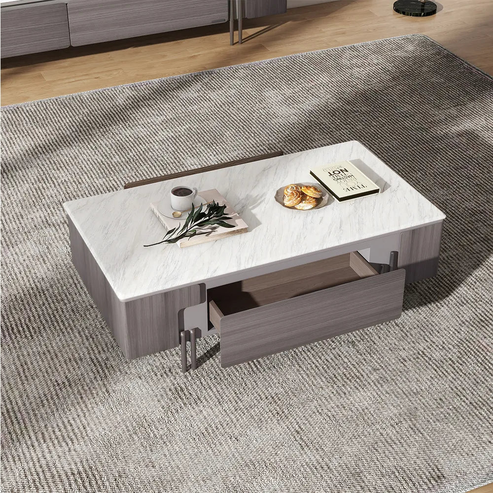 51.18" Modern Minimalist Oak Veneer Coffee Table