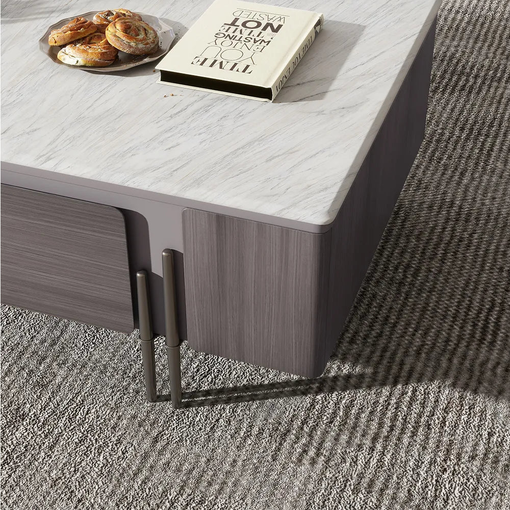 51.18" Modern Minimalist Oak Veneer Coffee Table