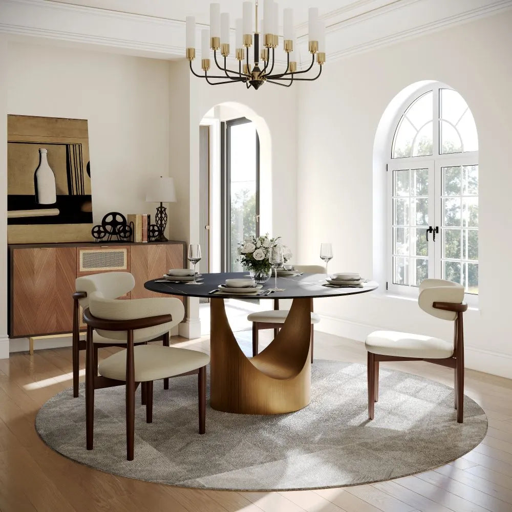 51in Hobart-Round Matte Sintered Stone Dining Table