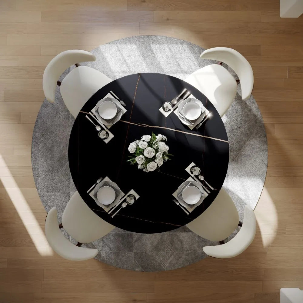 51in Hobart-Round Matte Sintered Stone Dining Table
