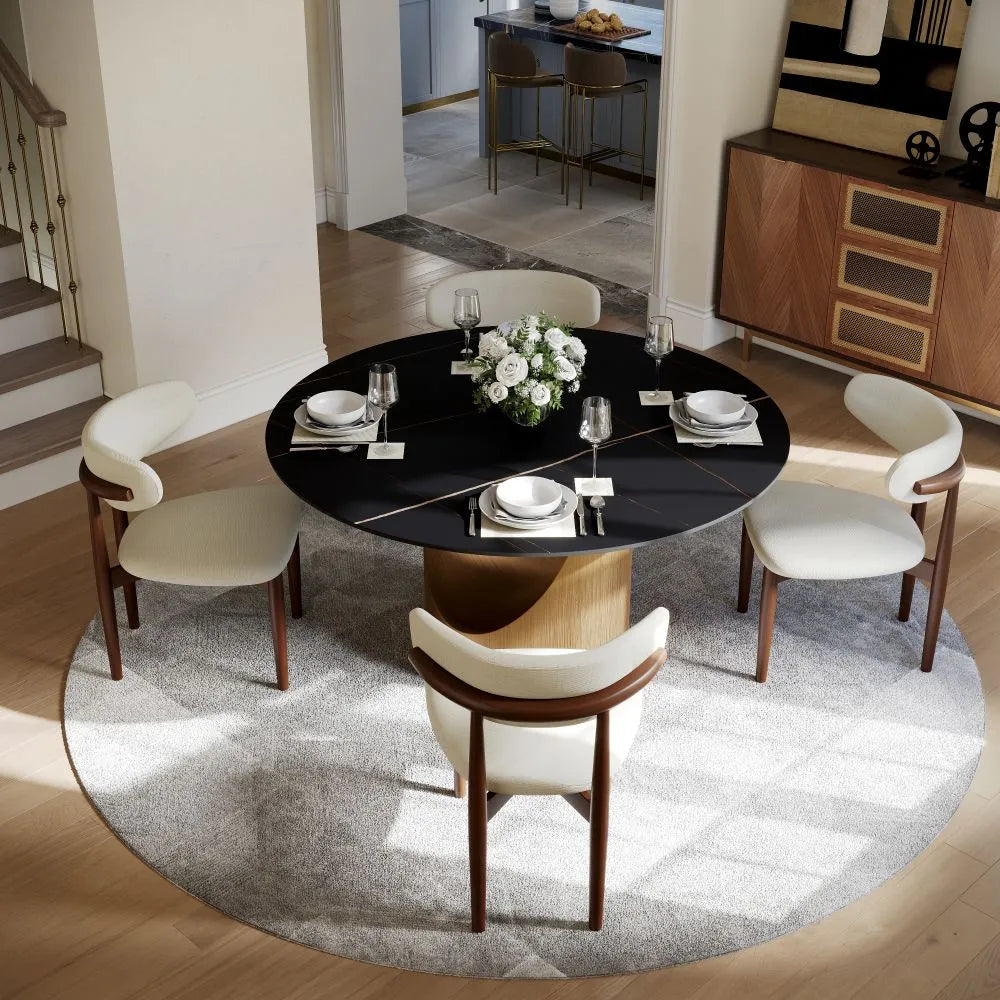 51in Hobart-Round Matte Sintered Stone Dining Table