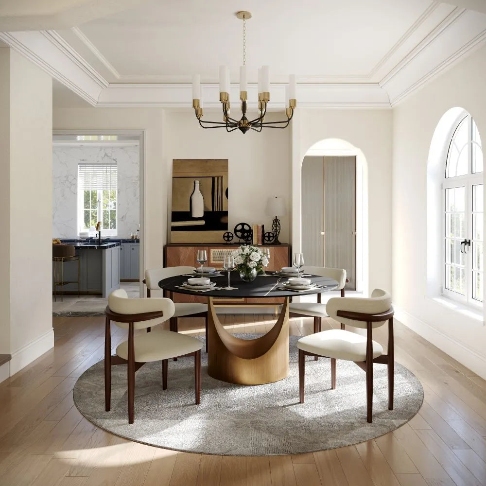 51in Hobart-Round Matte Sintered Stone Dining Table