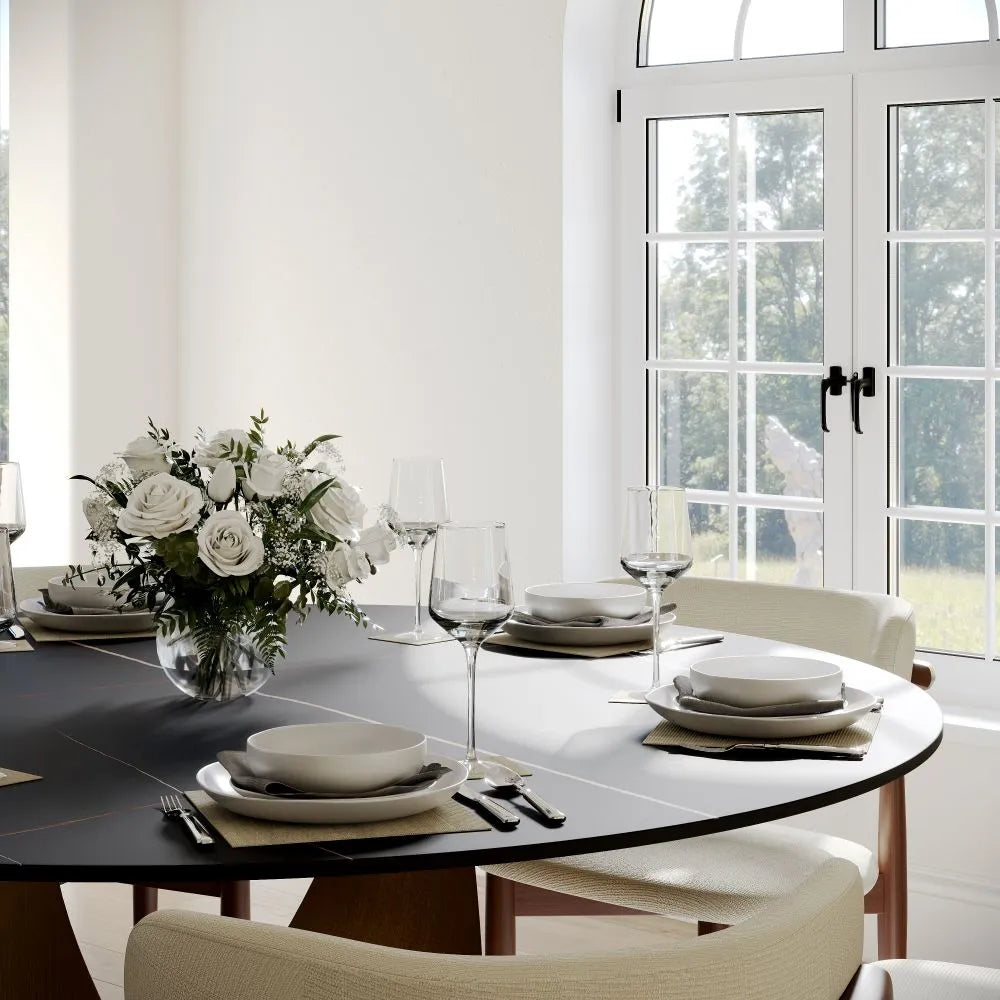 51in Hobart-Round Matte Sintered Stone Dining Table
