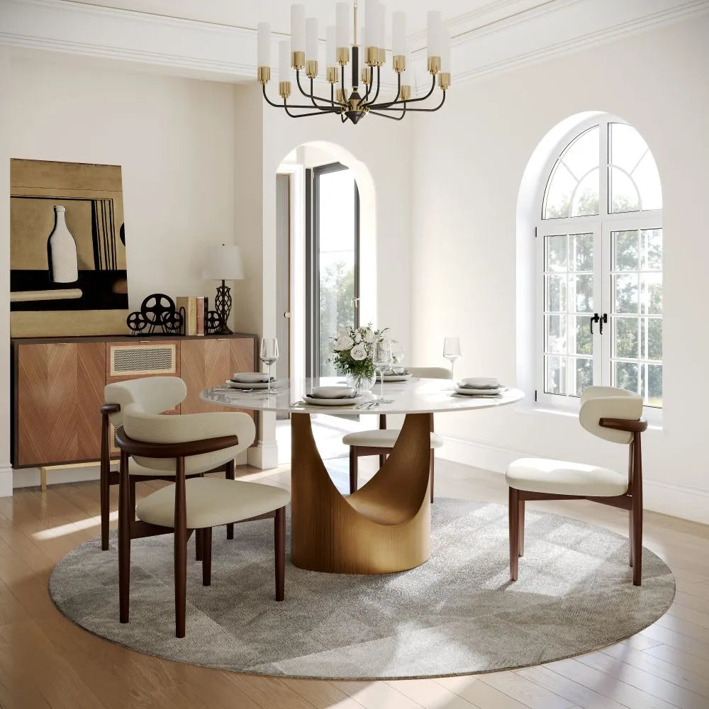 51in Hobart-Round Glossy Sintered Stone Dining Table