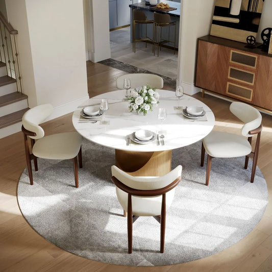 51in Hobart-Round Glossy Sintered Stone Dining Table