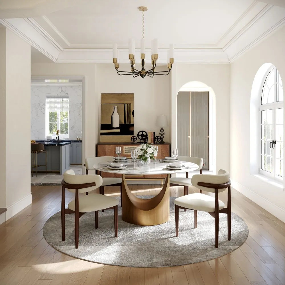 51in Hobart-Round Glossy Sintered Stone Dining Table