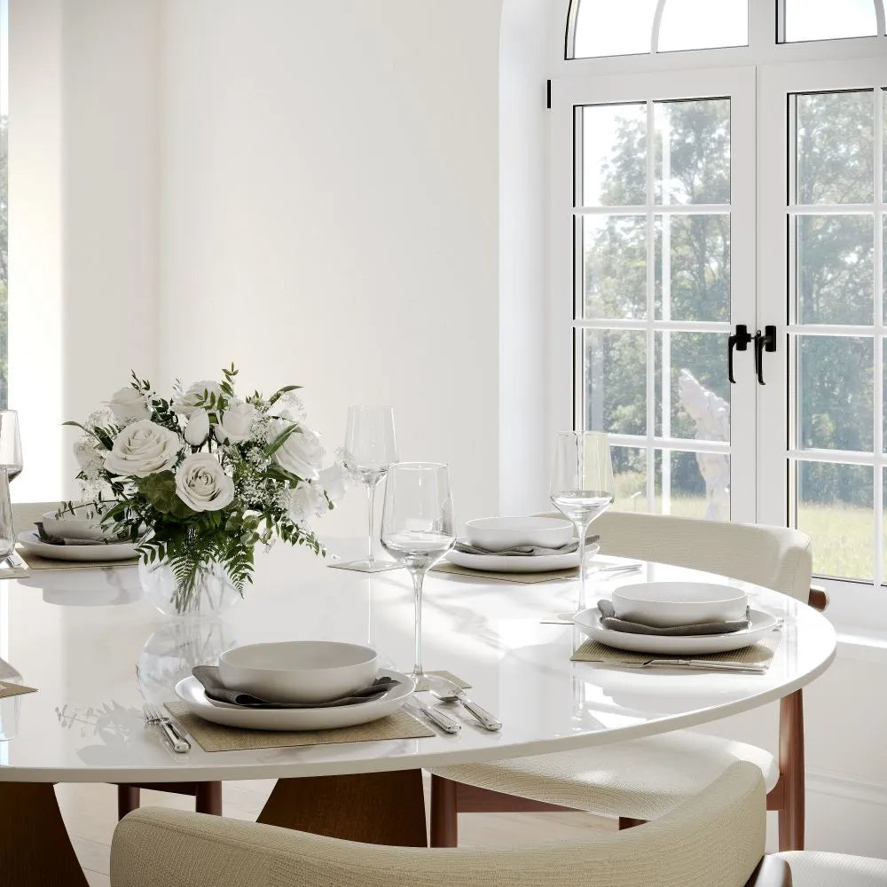 51in Hobart-Round Glossy Sintered Stone Dining Table