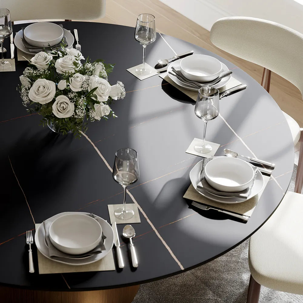 51in Hobart-Round Matte Sintered Stone Dining Table