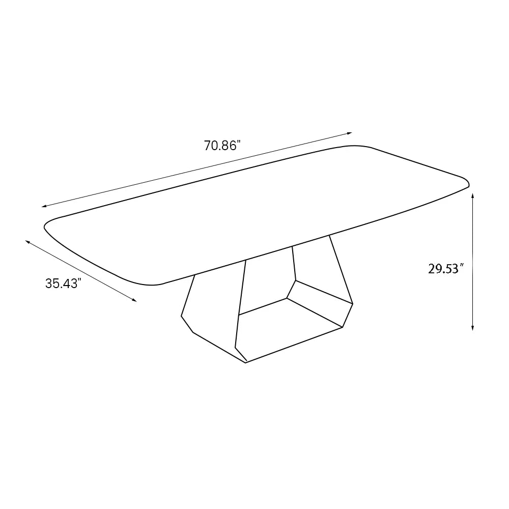 Table à manger moderne en pierre frittée grise de 71 po pour 4 à 6 personnes 