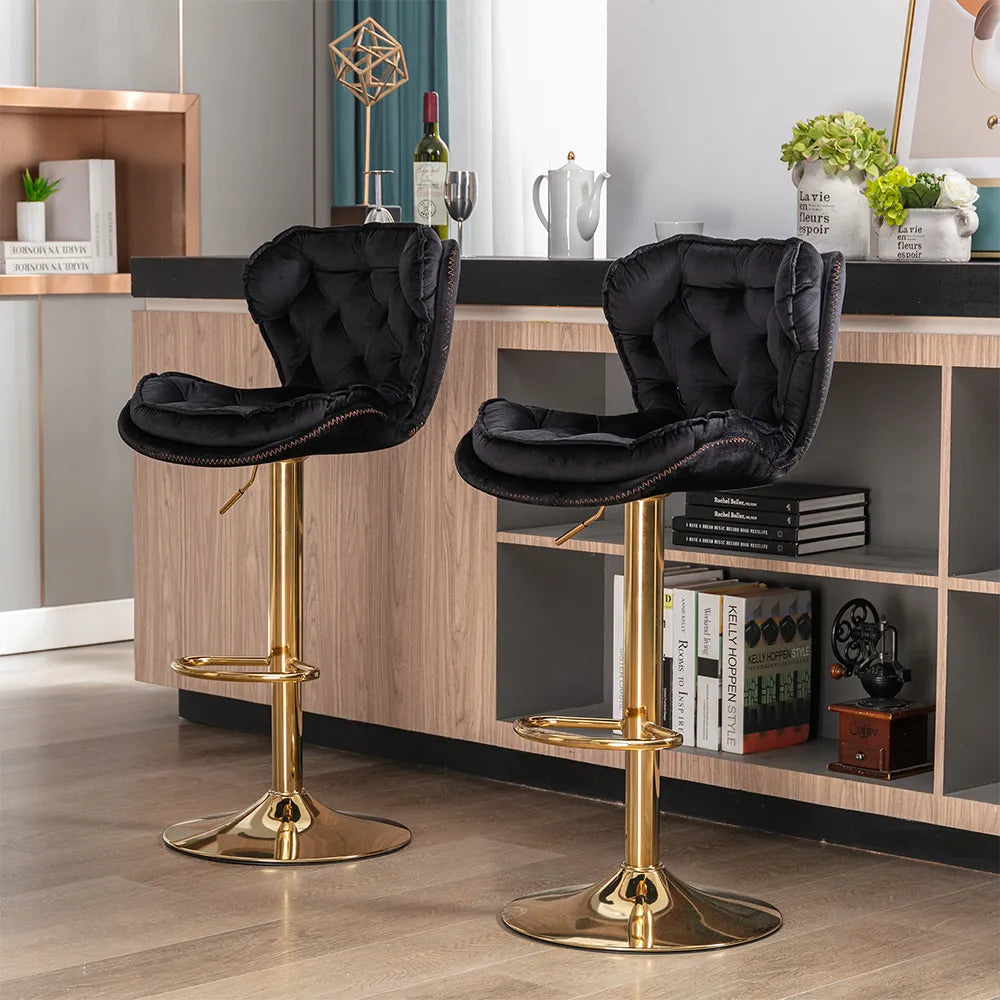 Tabourets de bar réglables en velours modernes (lot de 2) 