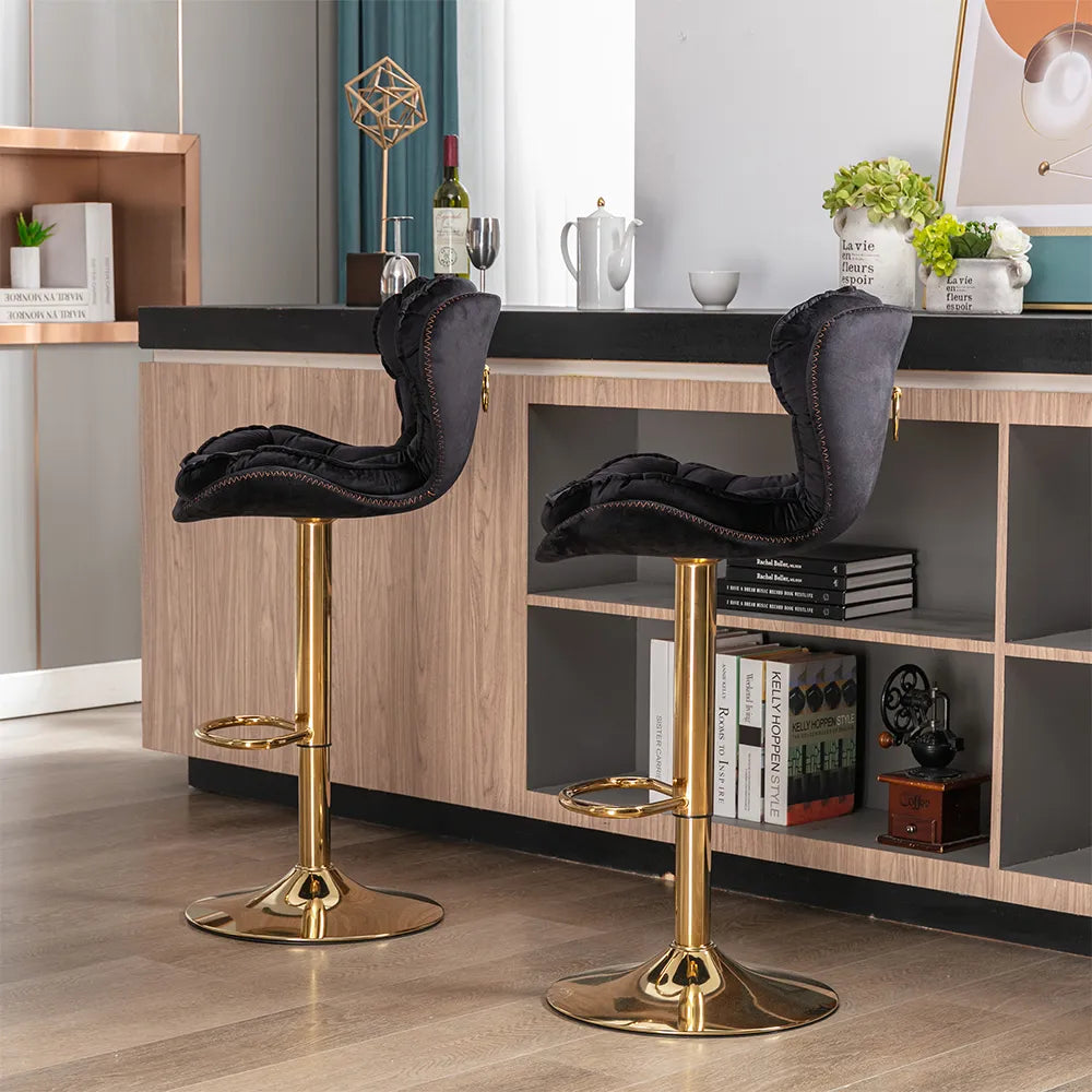 Tabourets de bar réglables en velours modernes (lot de 2) 
