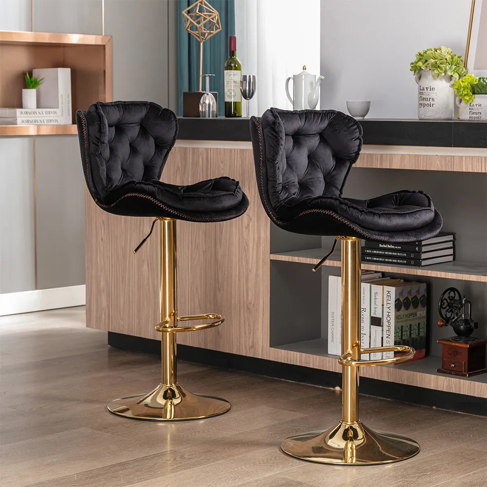Tabourets de bar réglables en velours modernes (lot de 2) 