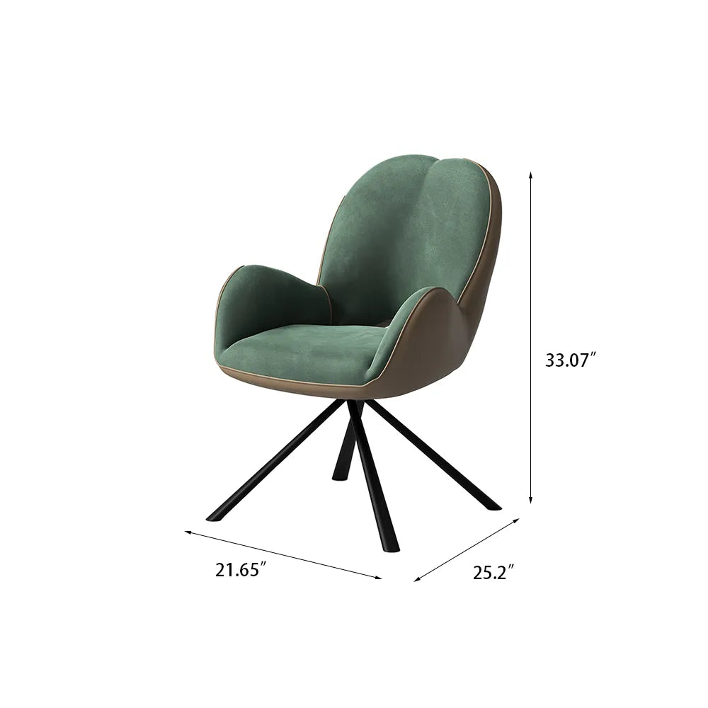 Lot de 2 chaises de salle à manger pivotantes modernes en velours vert 